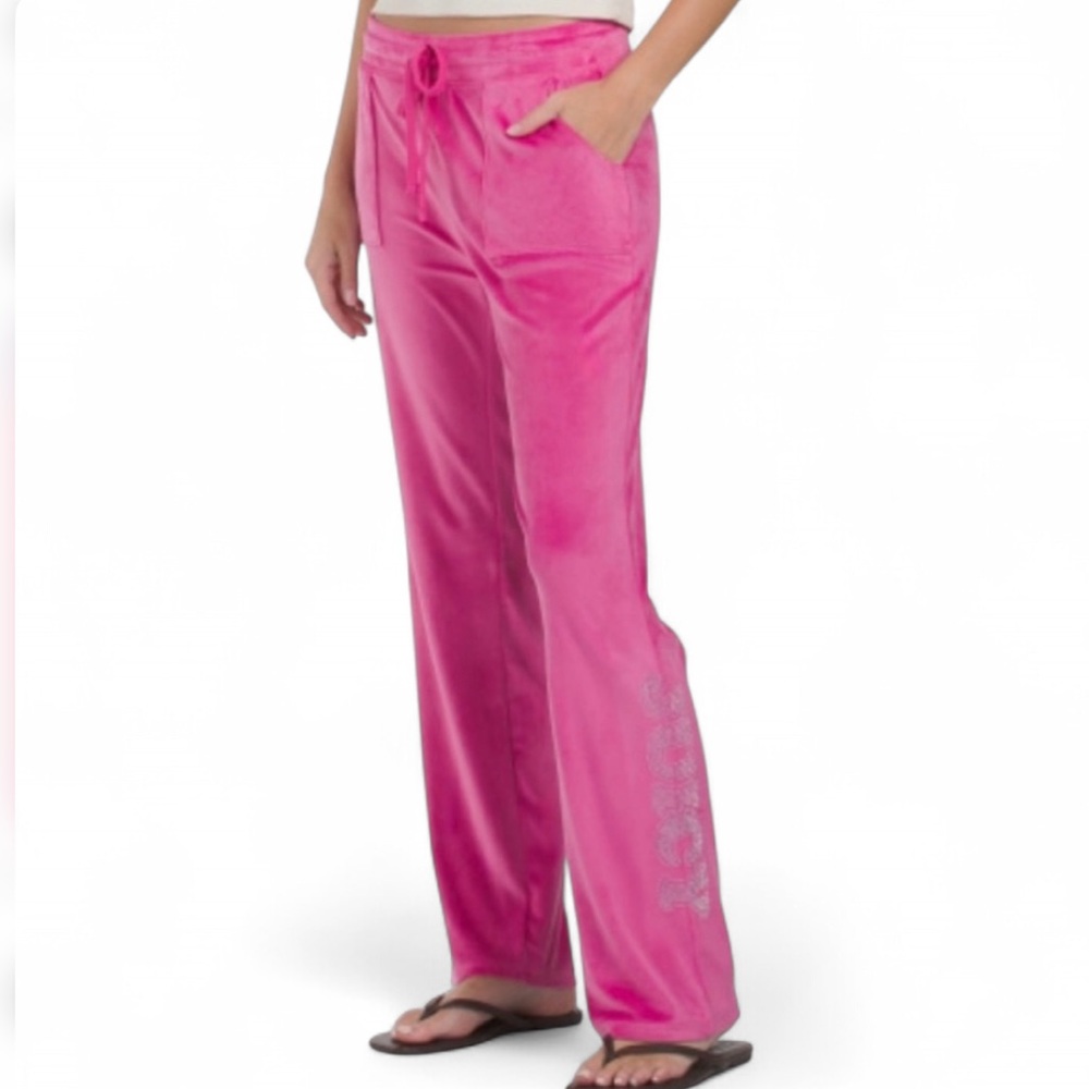 *SOLD*💎 Juicy Couture Rhinestone Logo Velvet Fleece Pants NWT - Picture 1 of 10